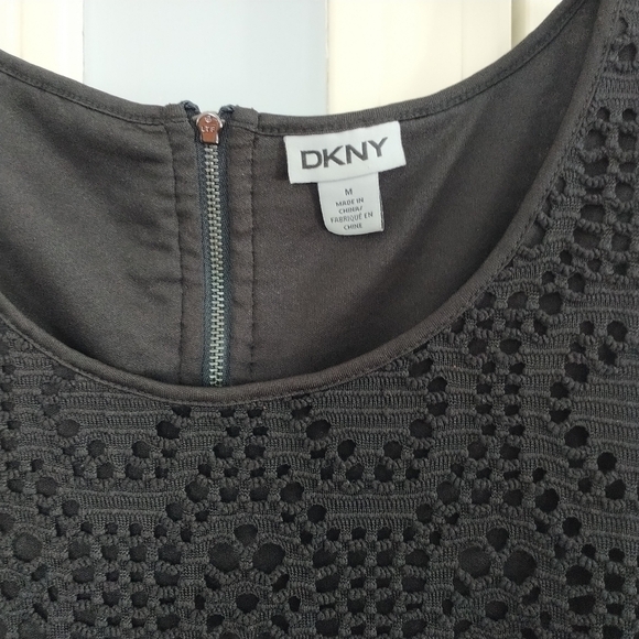 DKNY Black Lace Sheath Dress Back Zipper Detail M - Picture 3 of 12